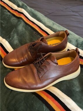 Amberjack Men's Brown Leather Lace-Up Derby with Lightweight Cream Sole